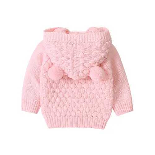 Baby Sweaters Toddler Infant Boys Girls Knitted Outfit Clothes Cute Kid Baby Hooded With Ear Winter Warm Cardigan Coat OuterwearXJ240819