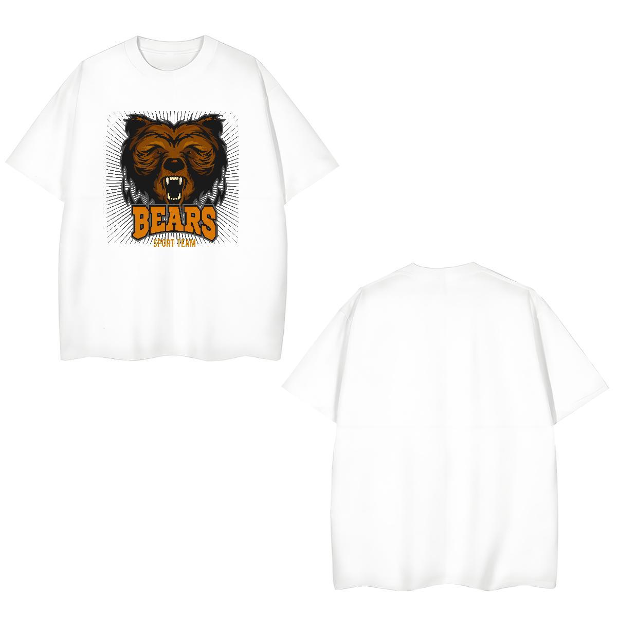 Popular Man T Shirts bear Round Neck Short Sleeve Casual Beach Cartoon Printing L-4XL 100% Cotton 230g Men Clothes T-Shirt Classic Casual Tee Shirt