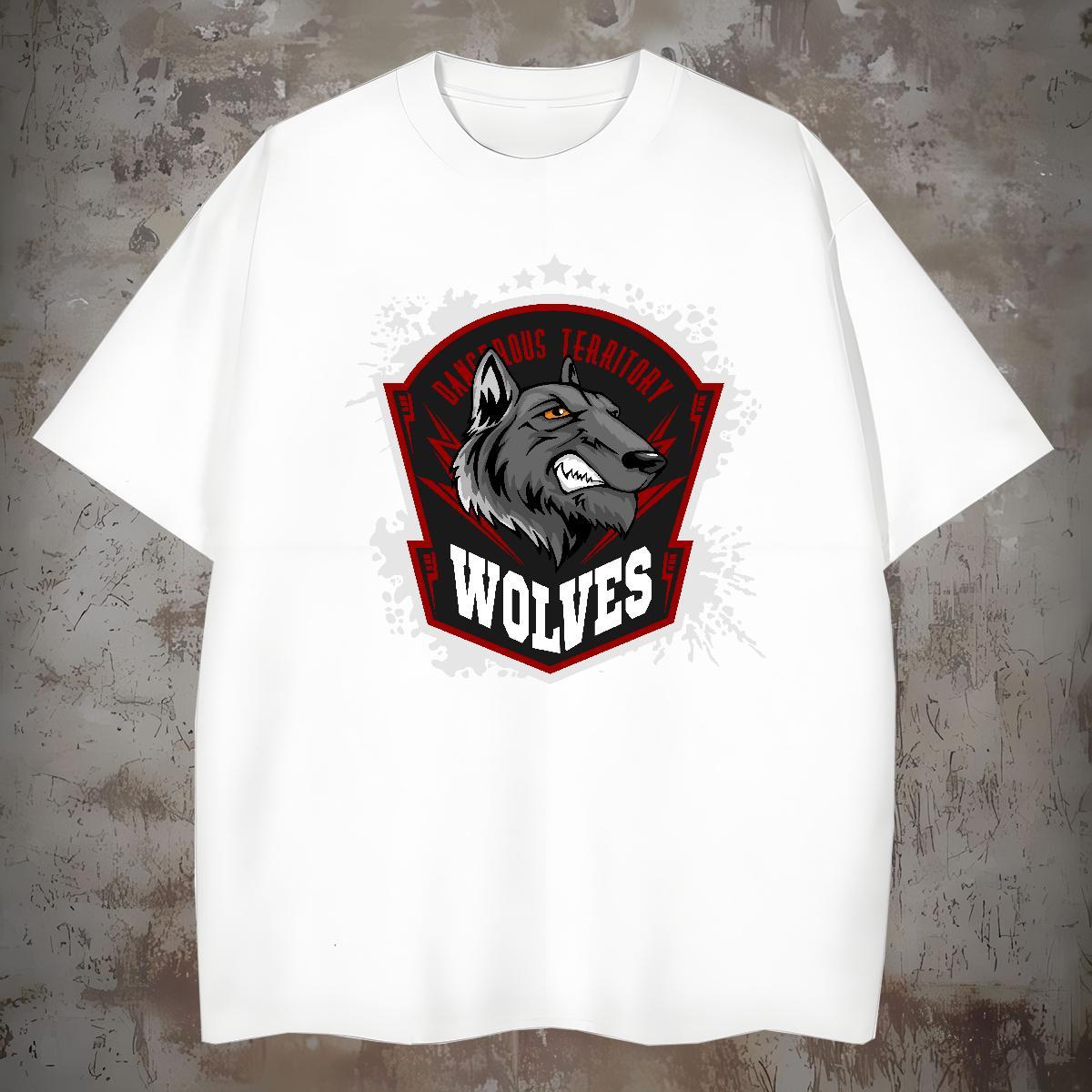 New Arrival Men Tops Tees wolf Street wear Hip Hop 230g Pure Cotton Tee Shirt Short Sleeve O-Neck Designer T shirt Skull