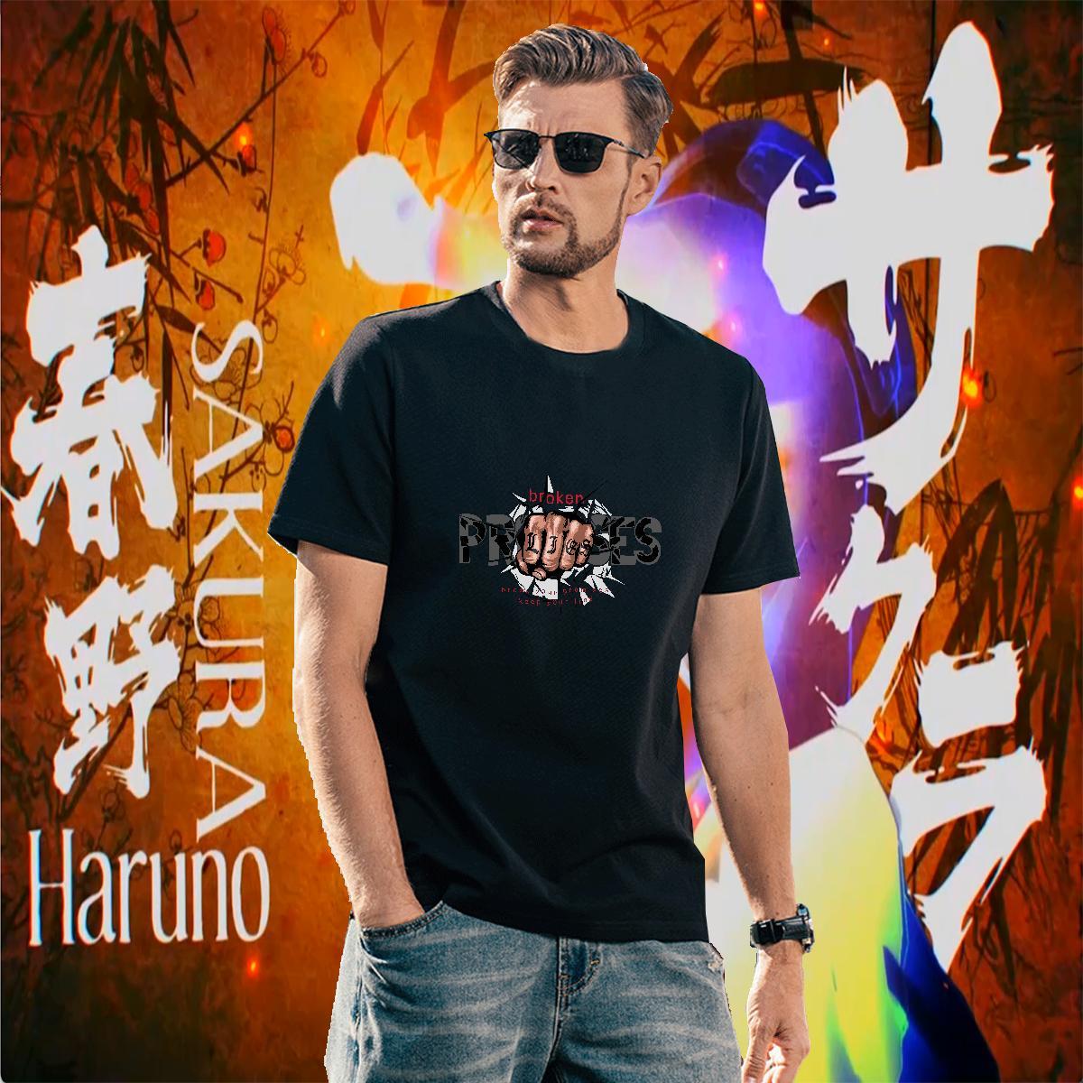 T Shirt For Man 230g Pure Cotton hand- Sport Breathable Anime Print Men Tees Stylist Comfortable Top Tees