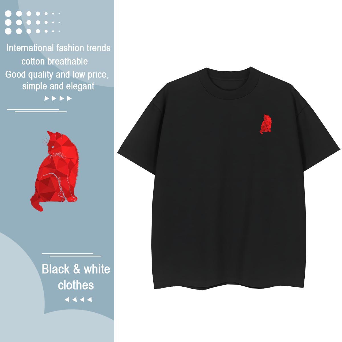 Fashion Design Couples T Shirts cat High Street Hip Hop 230g 100% Cotton Top Tees Breathable Short Sleeve Comfortable T shirt Customized Print