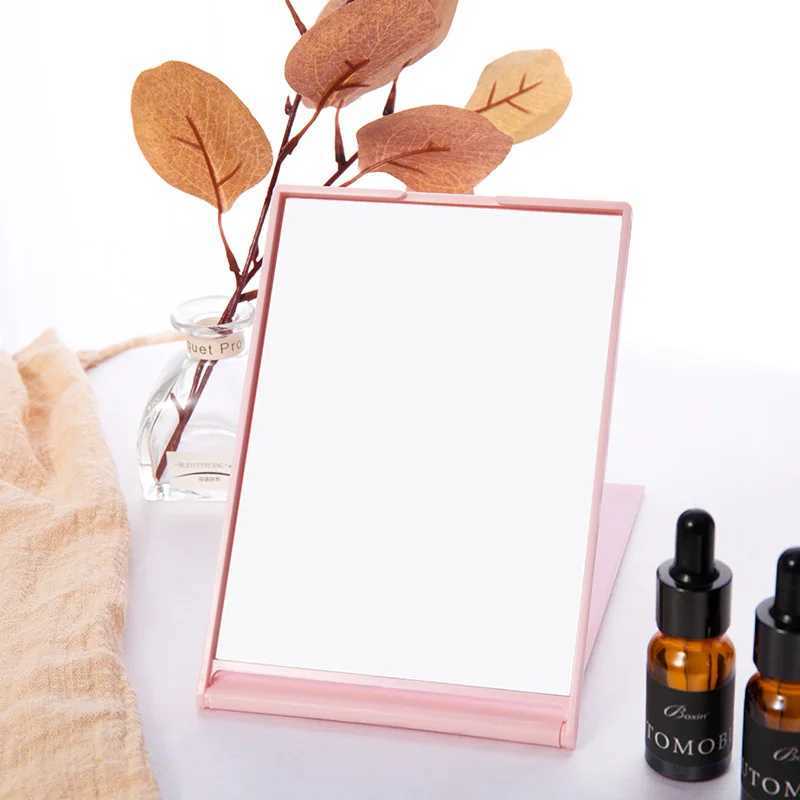 1Pc Folding Makeup Mirror Solid Color Simple Rectangular Desktop Mirror Portable Vanity Mirror For Women Girls Y240819