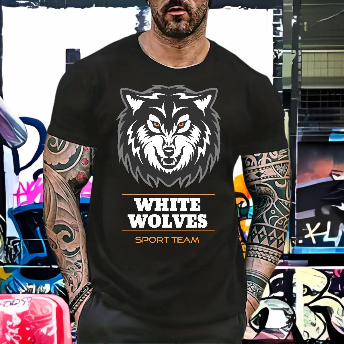 Loose T shirt wolf O-Neck Short Sleeve Daily Outfit DIY Logo Oversized 230g 100% Cotton Tshirts 2024 Designer Tee Shirt