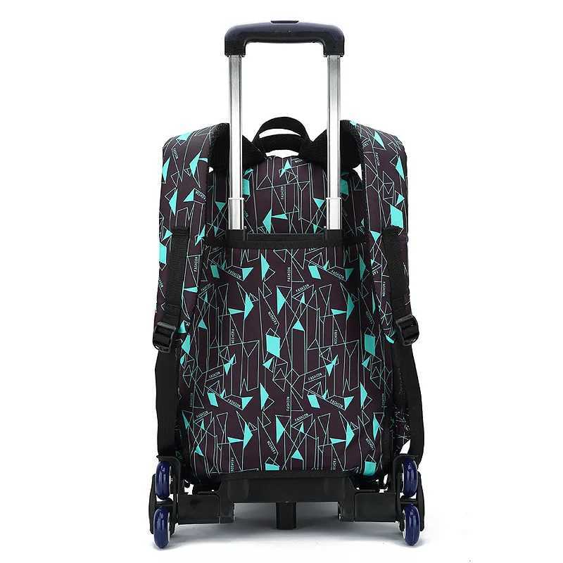 Three Wheels Folding Pulling Rod Bracket Rolling Cart Trolley School Bags Trolley Mochila book bag children 6 wheeled backpack Y240820