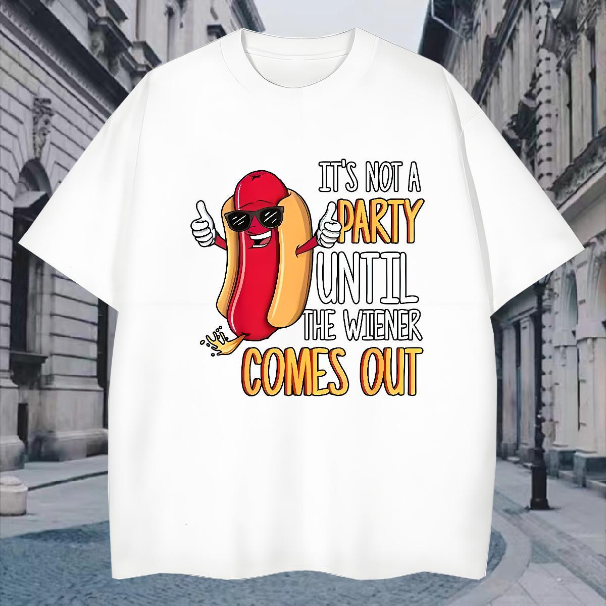 T-Shirts for Men 230g 100% Cotton hot dog Street wear Hip Hop Breathable Crew Neck Cartoon Printing L-4XL Mens Tshirts Fashion Casual Cool Design Tee 