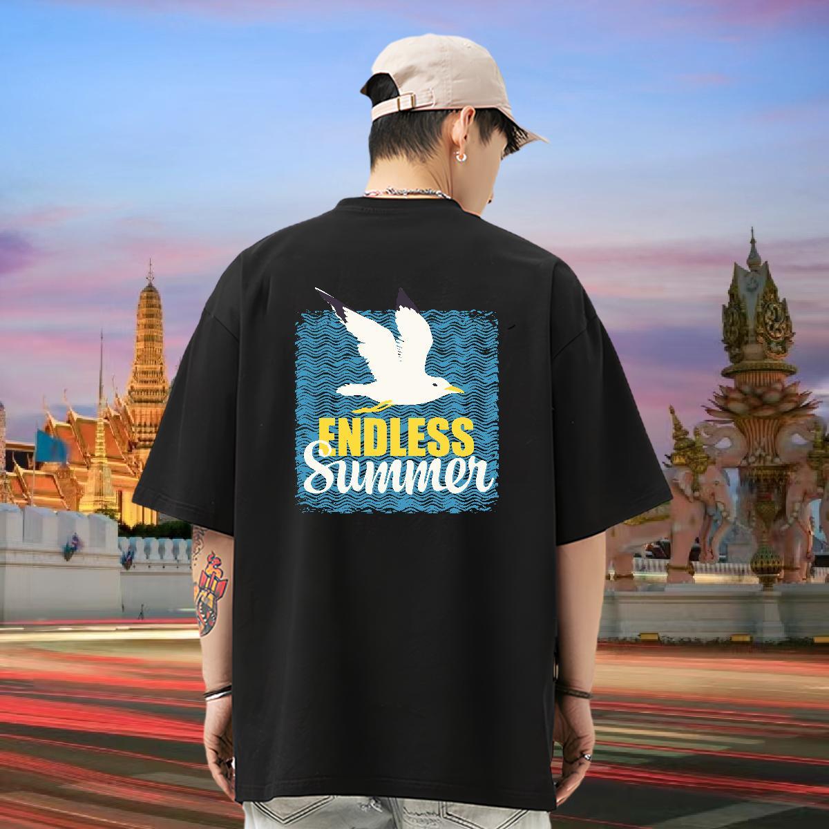 DIY Customized Mens Tshirts bird Summer Casual 100% Cotton 230g Clothes Breathable Short Sleeve Wholesale T shirt Custom Printing