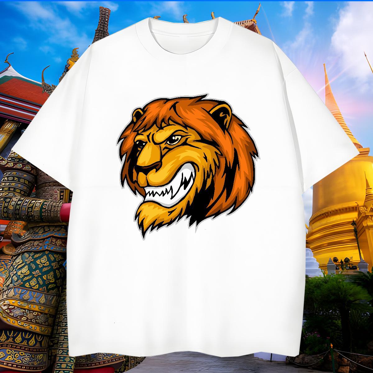 Brand Man T Shirts lion Crew Neck Breathable Street Casual Custom Print Oversized 230g Pure Cotton Tshirts Customized Polos