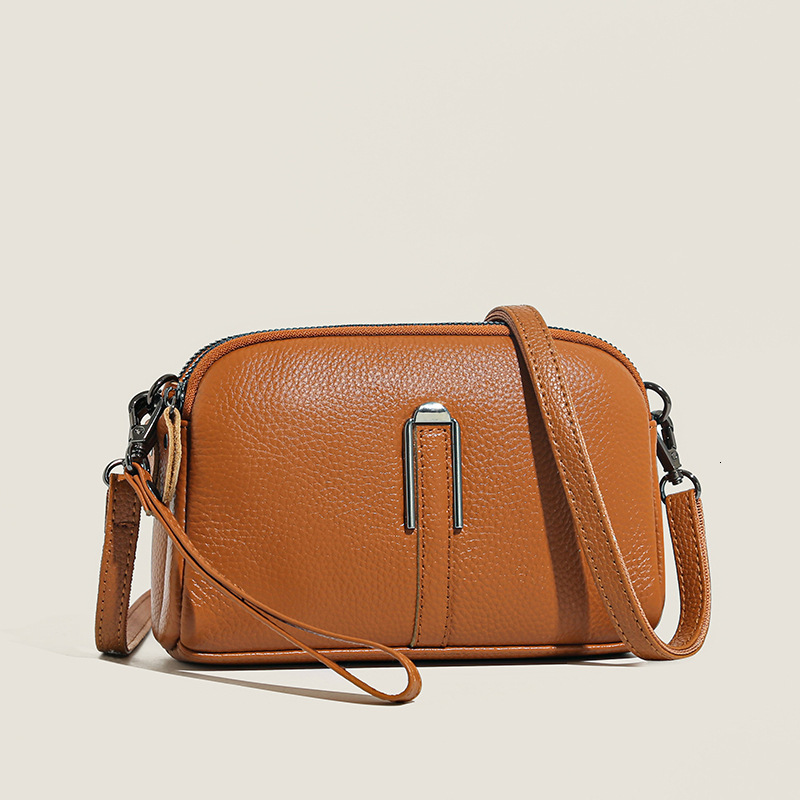 Genuine leather women's mobile phone spring new trendy fashion single shoulder crossbody bag, top layer cowhide small square bag
