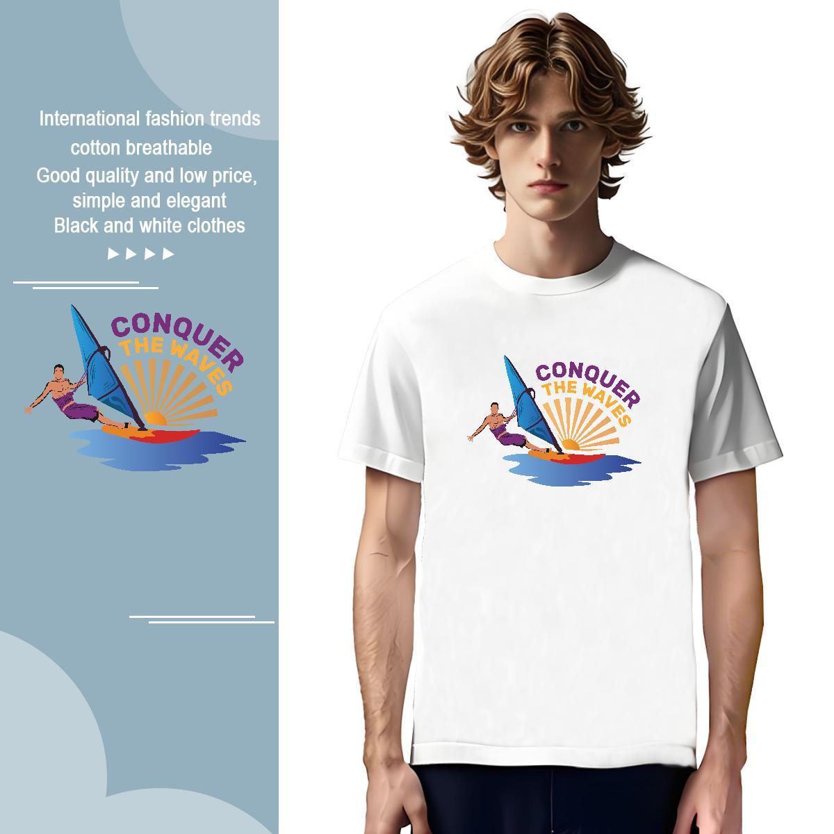 Cool skateboarding 100% Cotton 230g Couples T Shirts Daily Wear O Neck Short Sleeves T Shirts Men 2024 DIY White Plus Size Tee Shirt