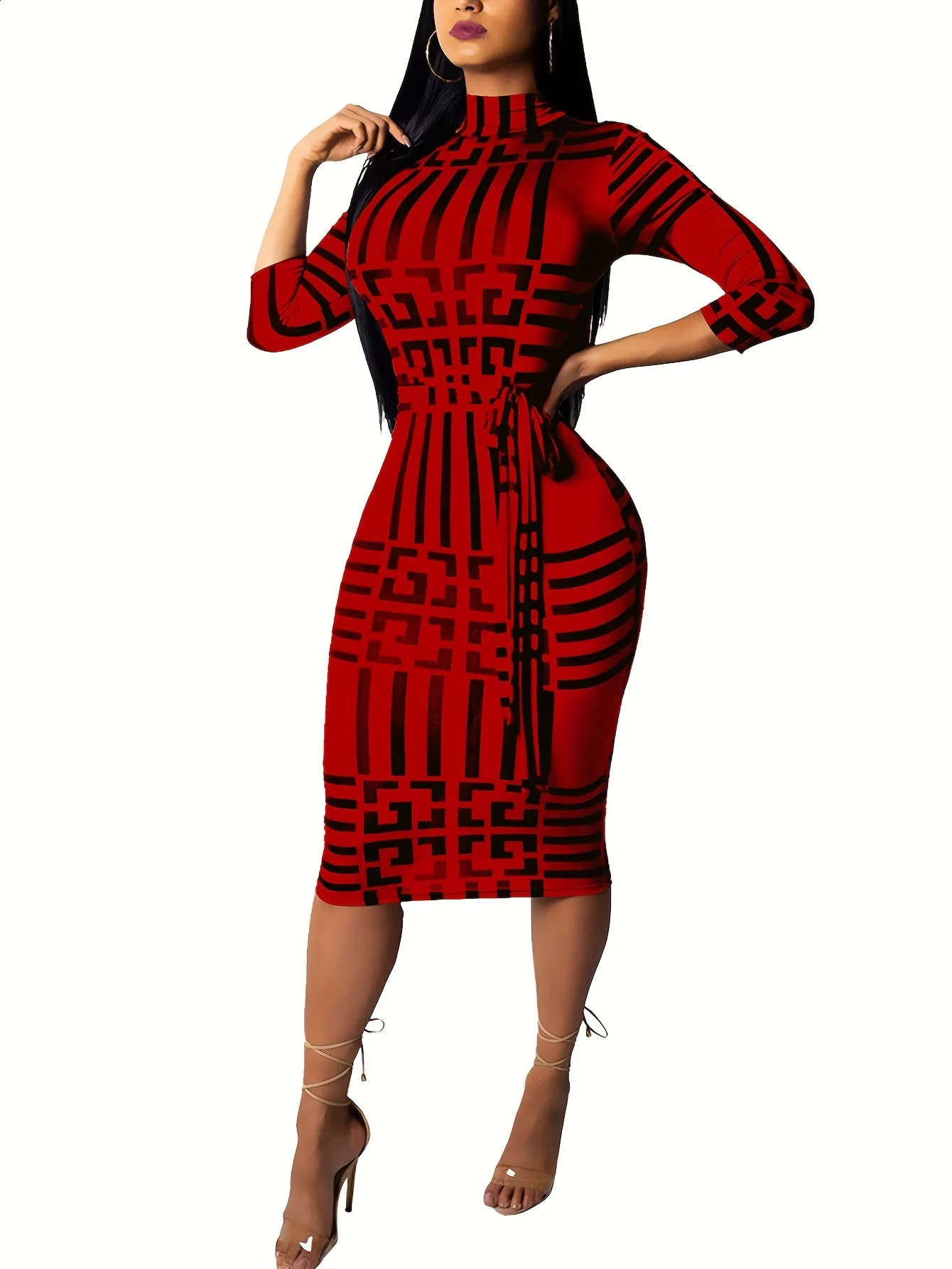 Fashion Women Spring Fall Elegant Dress Long Sleeve Sexy Mini Bandage Dresses Letter Print Midi Dress 240819