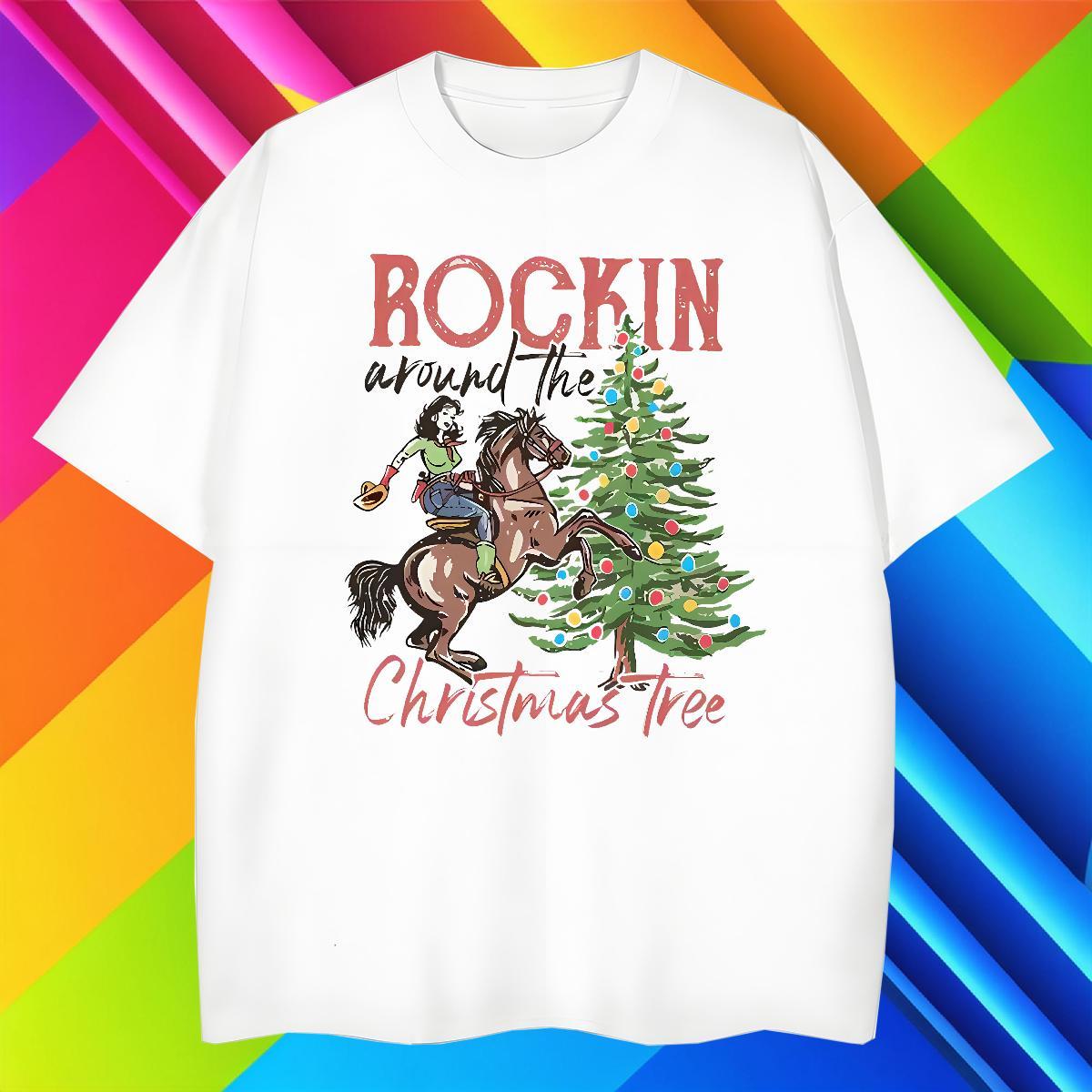 Customized Mens Tshirts Christmas tree Daily Outfit 100% Cotton 230g Tops Tees Breathable Soft High Quality Men T Shirts Floral Print