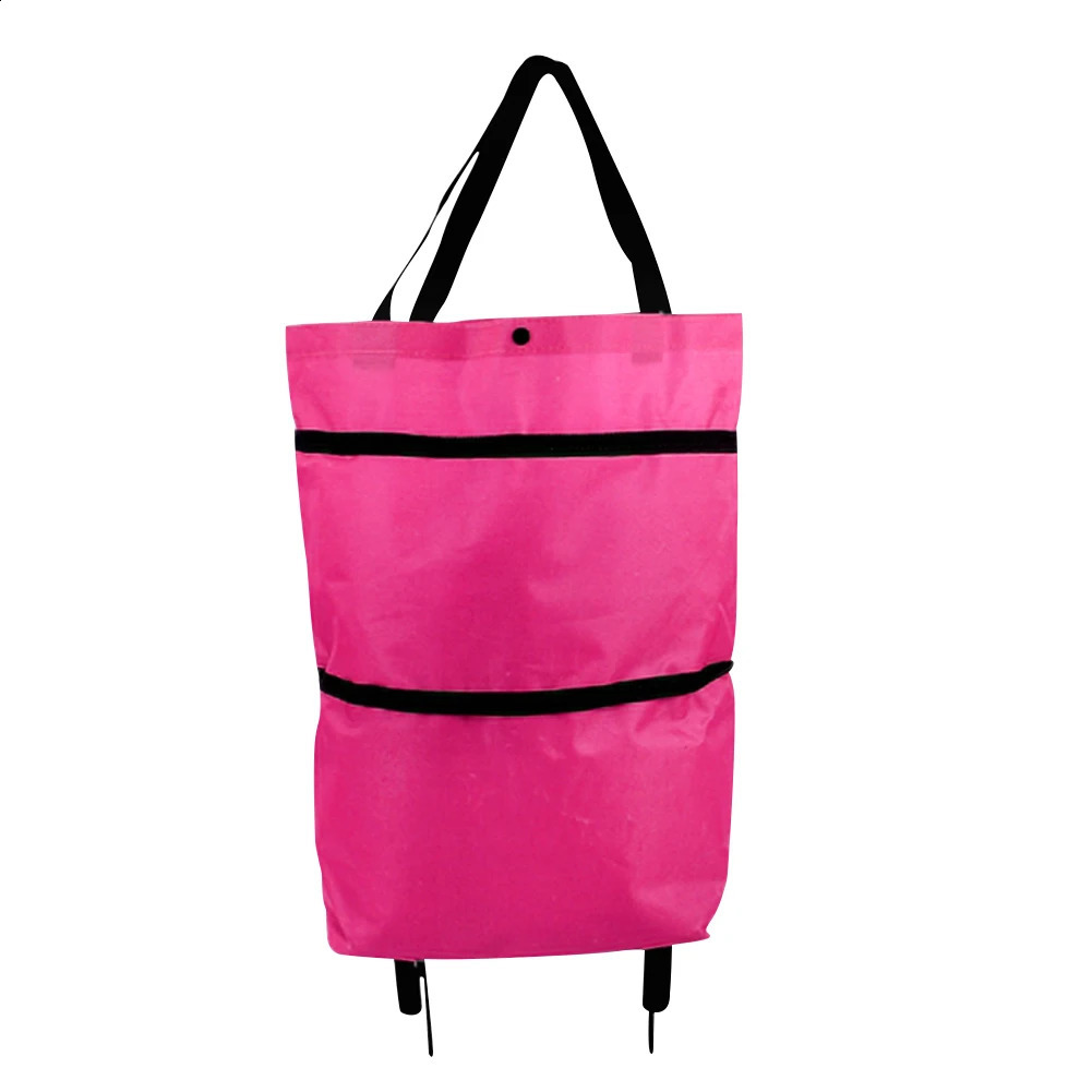 Shopping Cart with Wheel Portable Supermarket Tug Bag Oxford Easy Installation Folding Waterproof HighCapacity for Camping Trip 240819