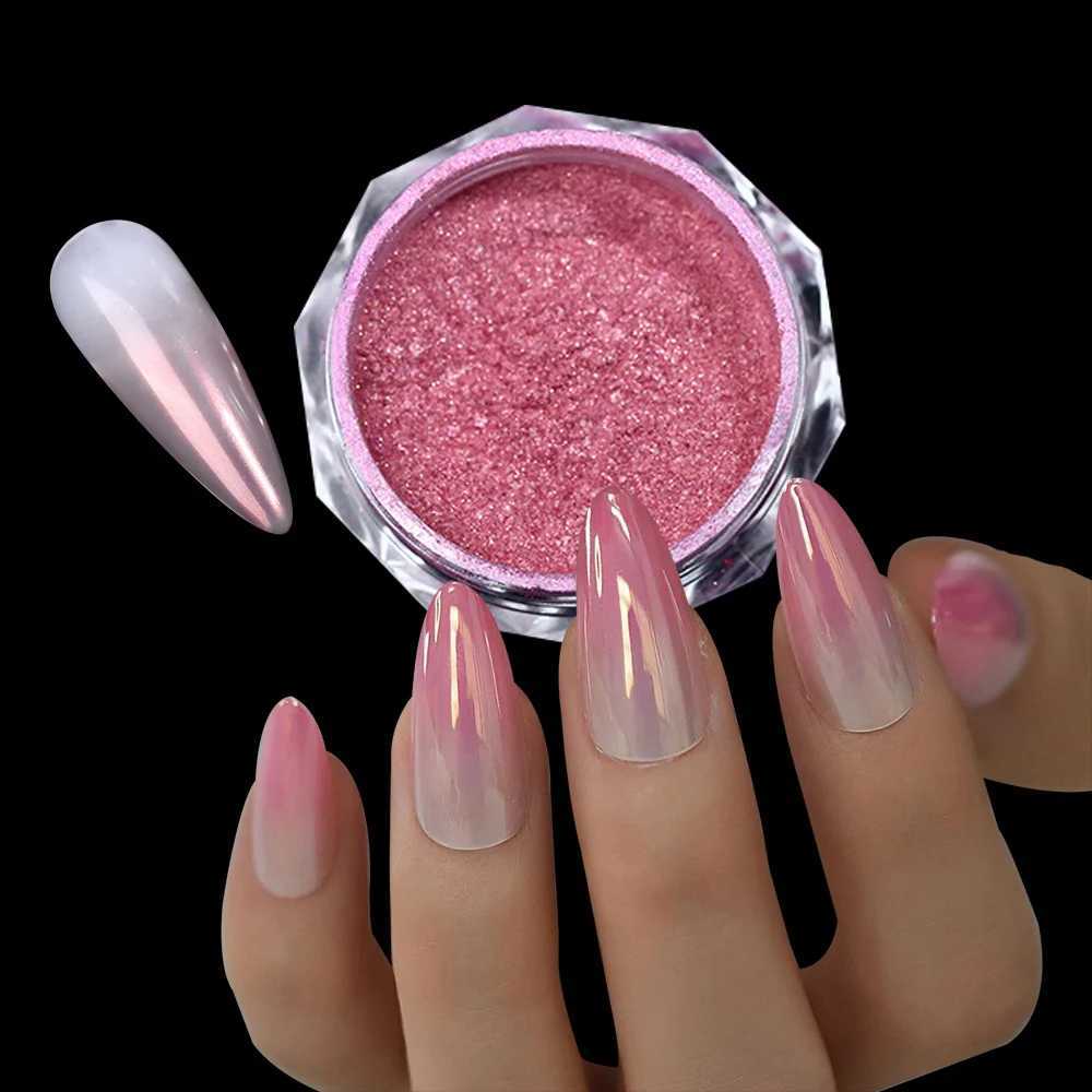 Purple Gradient Chrome Pearl Nail Powder Mirror Effect Nail Art Glitter Pigments Dust Super Shiny Nail Rubbing PowderXJ240815
