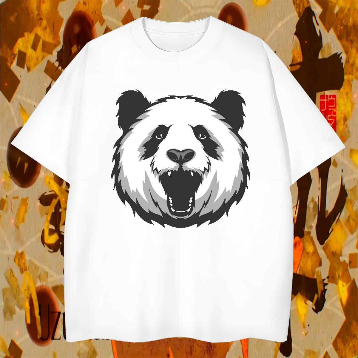 Classic T shirt panda O Neck Short Sleeves Outdoor Custom Printing 100% Cotton 230g Tshirt for Man Woman 2024 Polos