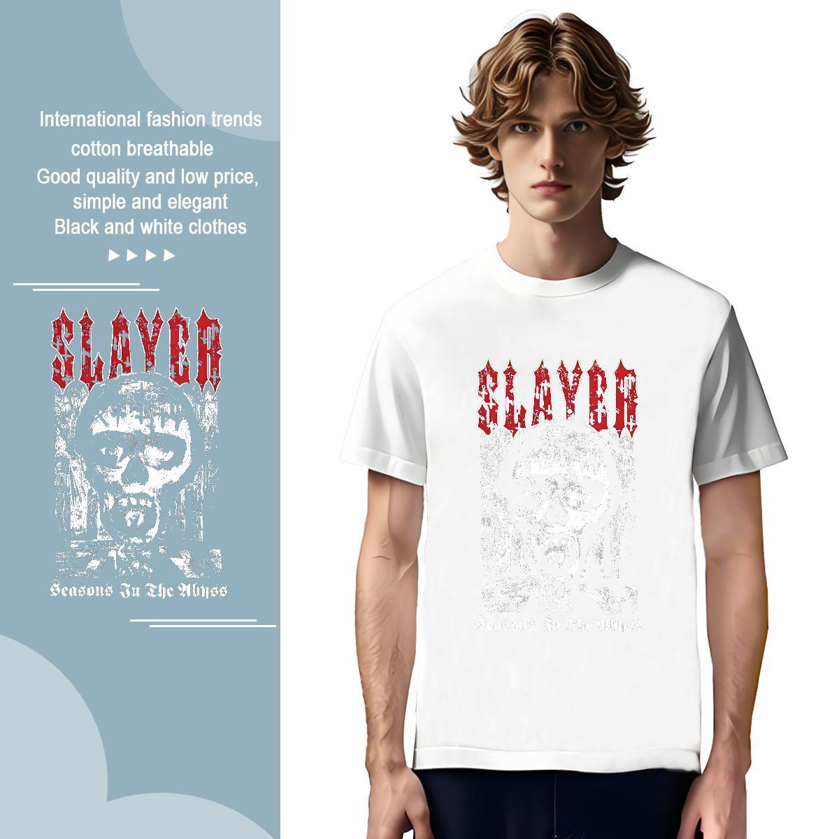 T-Shirts for Men 230g Pure Cotton scary Casual Beach Short Sleeve Soft DIY Printed Mens Tshirts Customized Loose Top Tees
