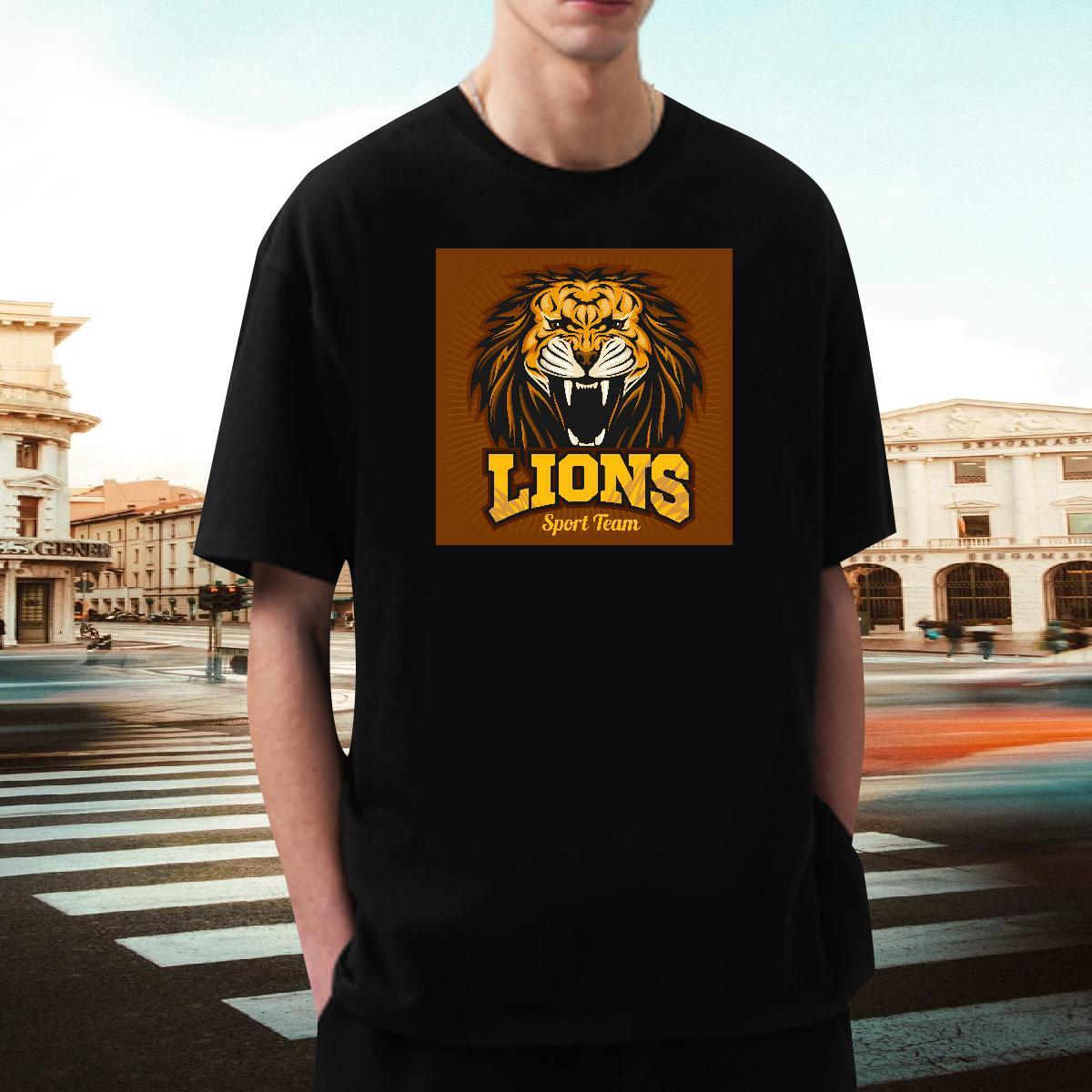 Wholesale Couples T Shirts Street Casual 230g Cotton Black Oversized Pure Cotton lion T shirt Fashion Designer Clothings