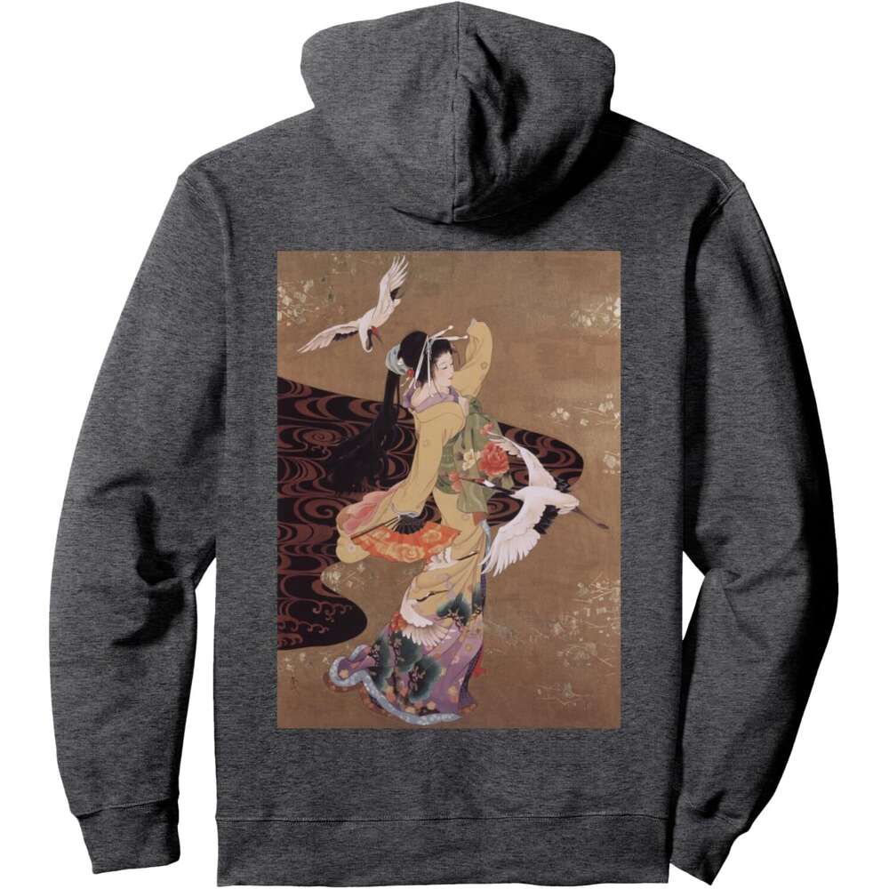 Hoodie for Mens Womens Dance of Cranes Japanese Retro Art Pullover Hoodie Hoodies sweatshirt pullover jacket Long sleeve