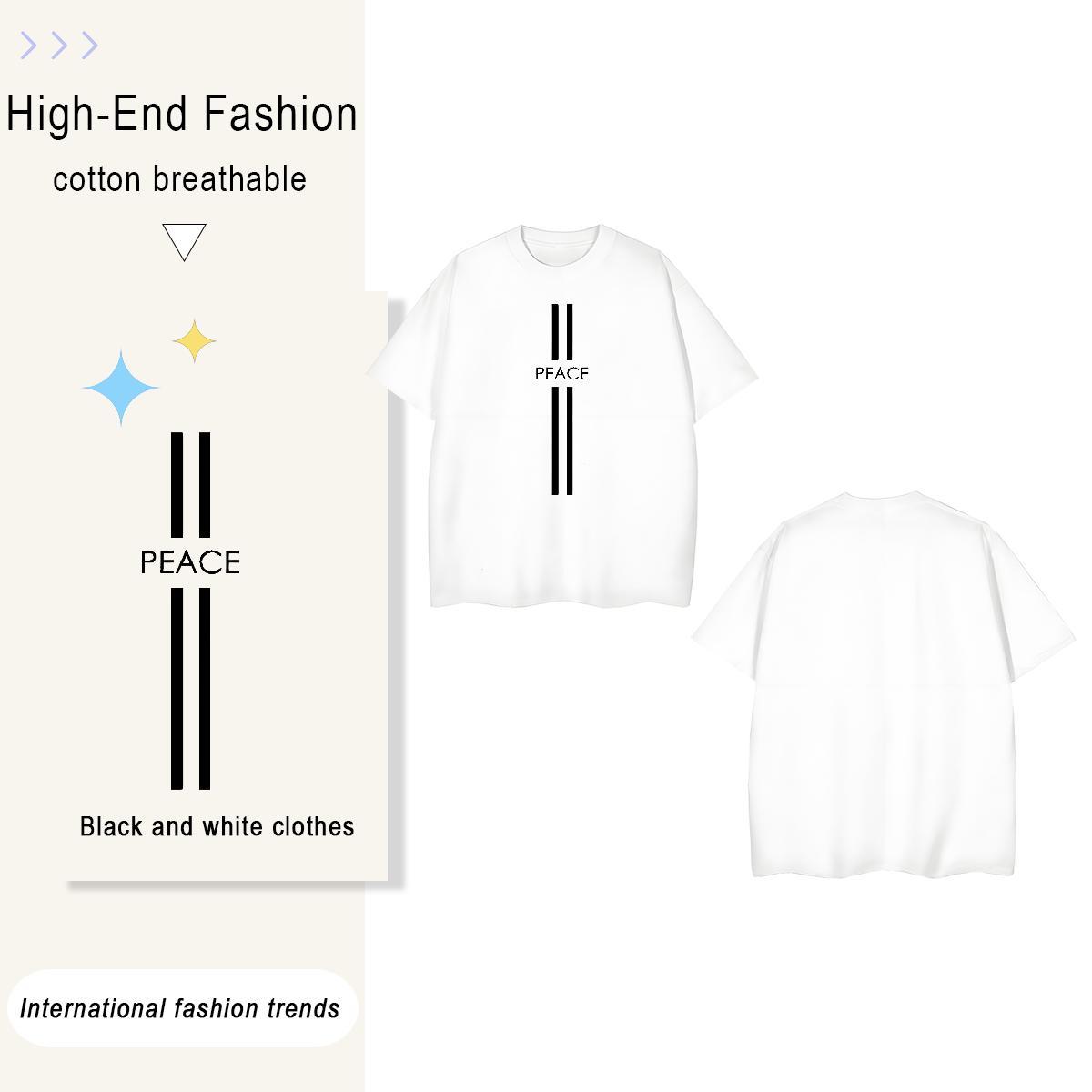 Loose Fit letter 230g 100% Cotton Men Tshirts Daily Outfit Breathable Short Sleeve T Shirts Men 2024 New Anime Tee Shirt