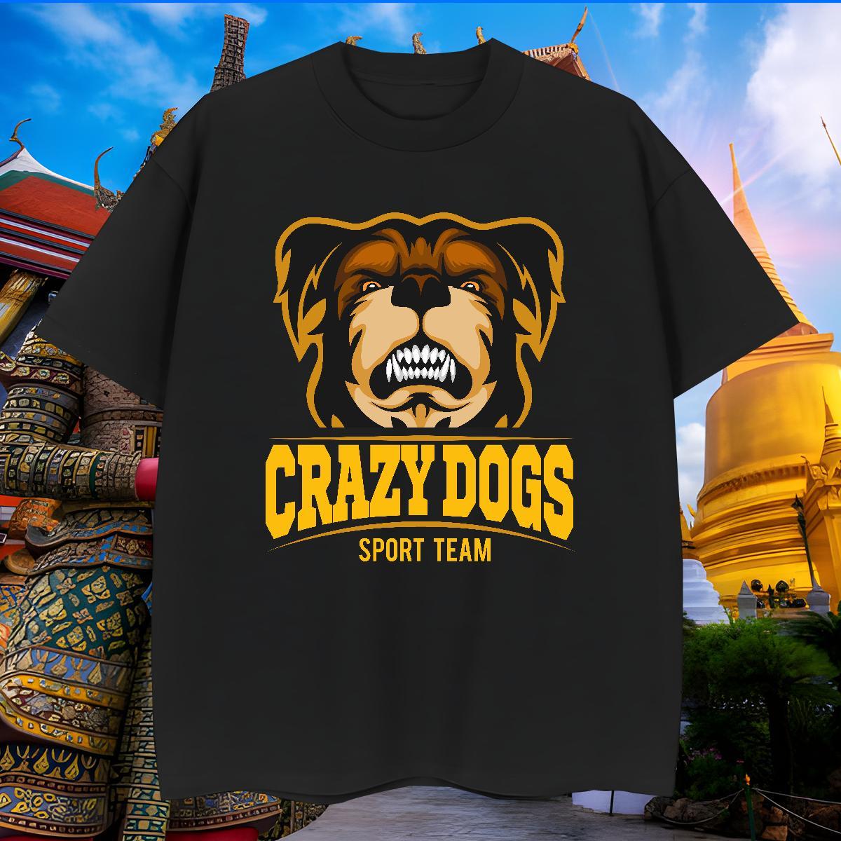 Soft T-Shirts crazy dog Crew Neck Anime Printing Street Cartoon Printing L-4XL 100% Cotton 230g Men Tees DIY Customized Tshirts