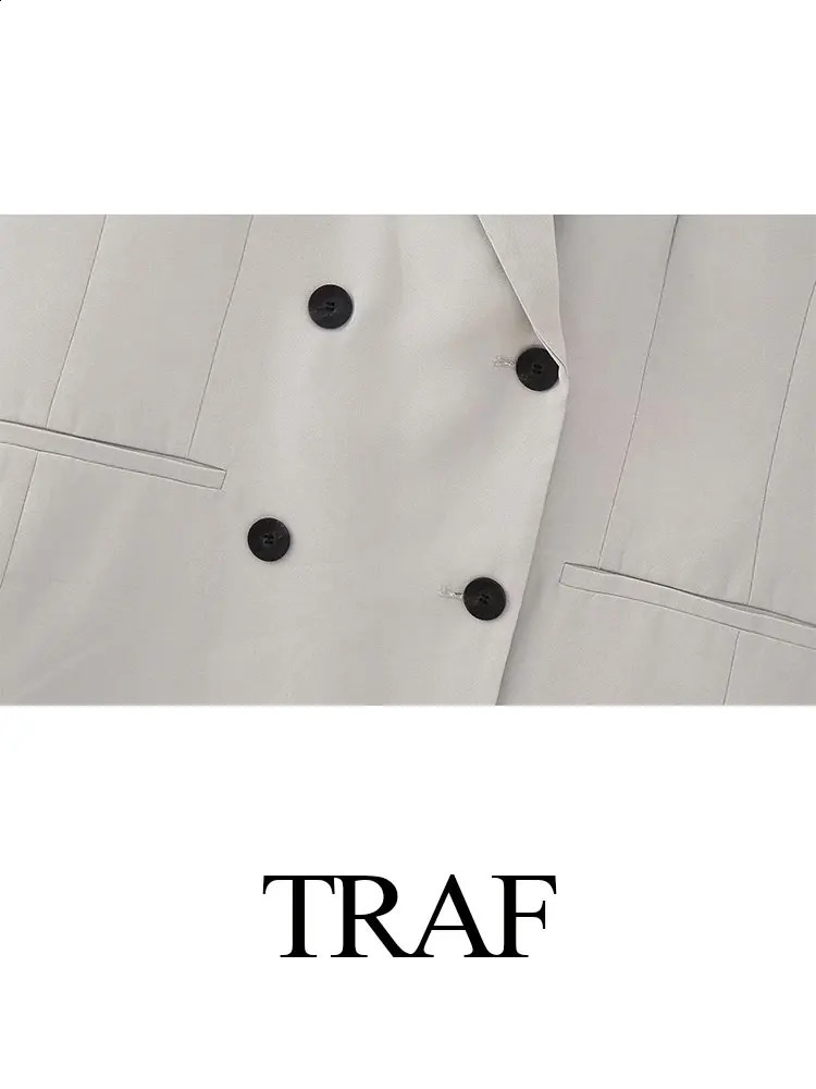 TRAF Trend Womens Fashion Set Back Slotted Collar TopButton Decorated High Waist Office Unprinted Good Pants 240819