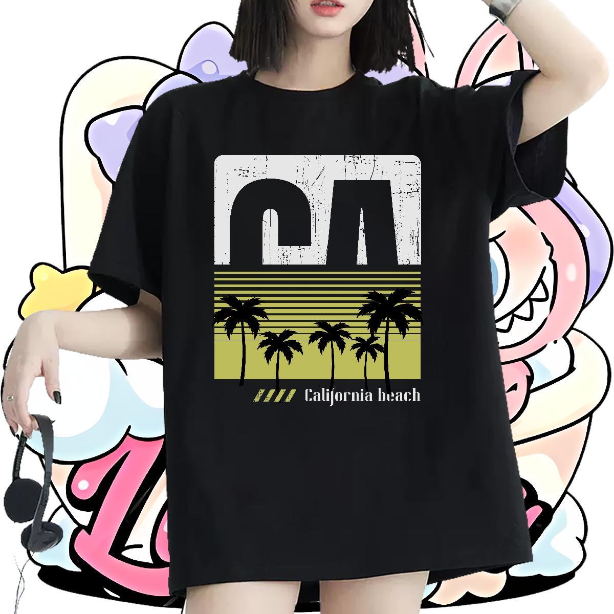 Fashion Casual Tshirt for Man Woman Casual Daily Wear Breathable Clothings Soft 230g Cotton tree Cartoon Printing L-4XL Womens T Shirts
