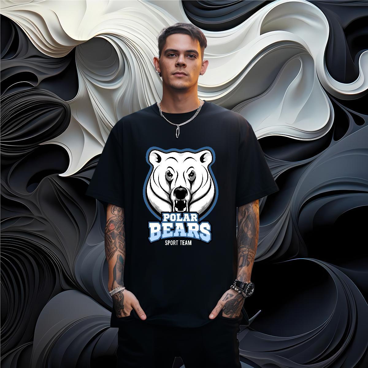 Cool Mens T Shirts bear Round Neck Short Sleeve Casual Black Oversized 100% Cotton 230g Tshirt for Man Woman Fashion New Clothes