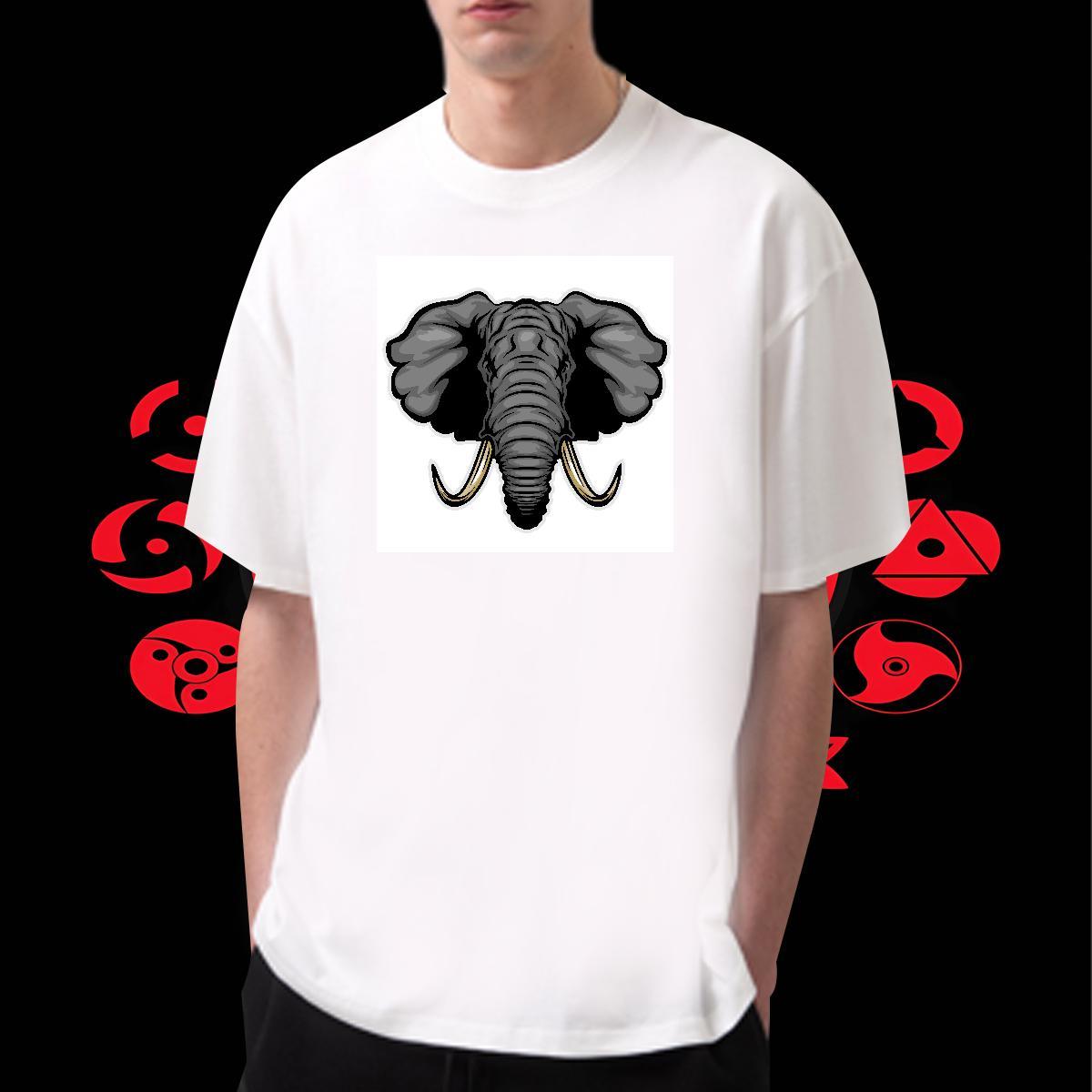 Wholesale Men Clothes T-Shirt High Street Hip Hop 230g Pure Cotton Oversized 3XL 4XL Breathable Short Sleeve elephant Man T Shirts New Arrival Polos