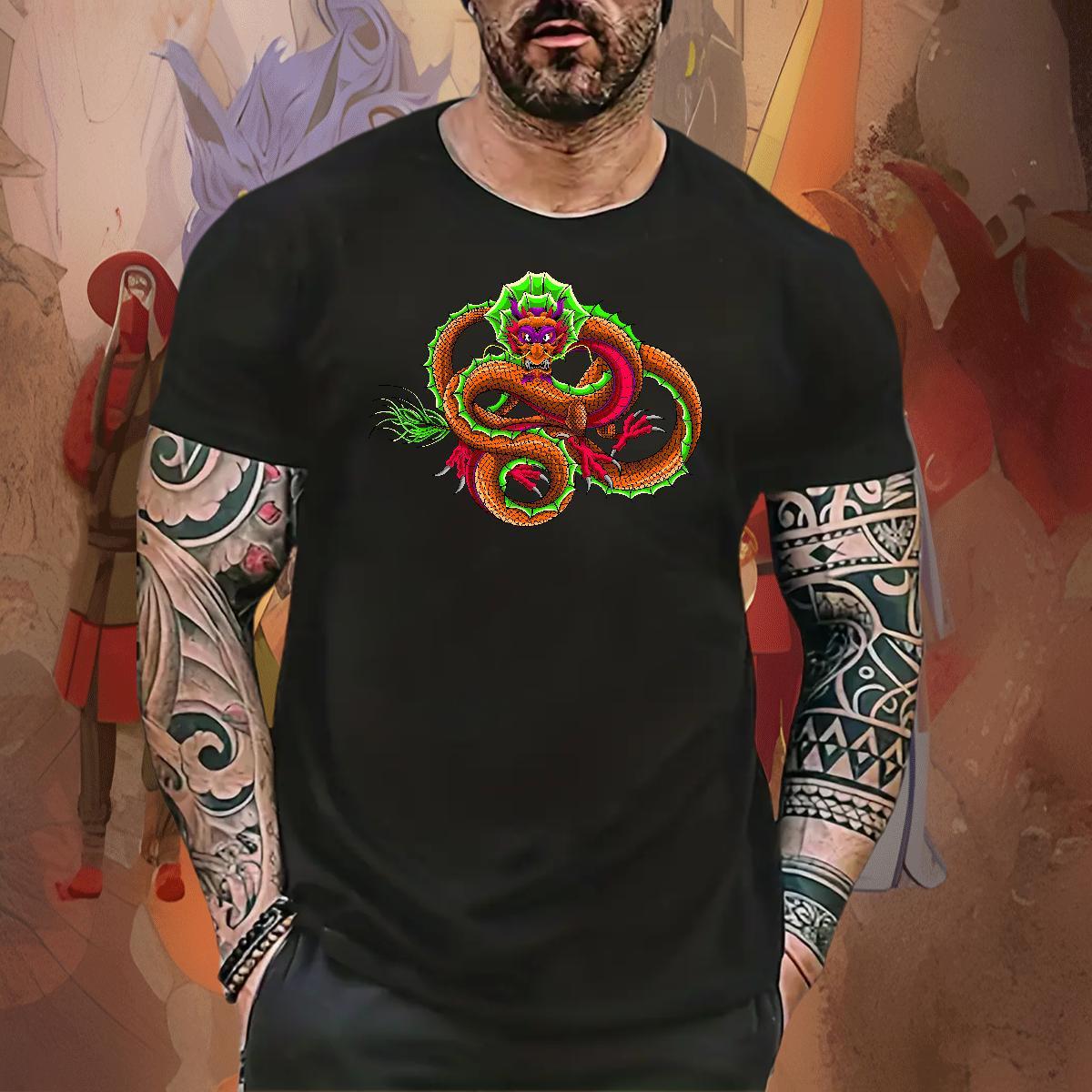 Free Shipping Tshirts Anime Printing Street 230g 100% Cotton Oversized Breathable Short Sleeve dragon Man T Shirts Classic Casual Tees