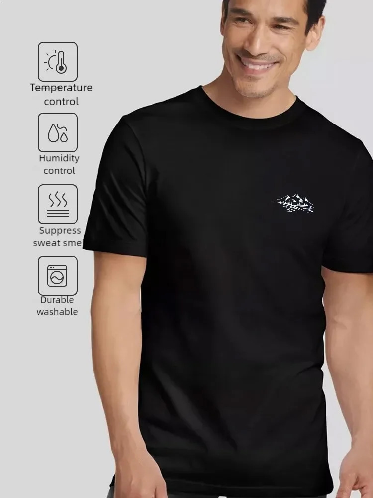 Outdoor Summer Mens Merino Wool Quick Drying Tshirt Crewneck Running Mountain Short Sleeves 240819