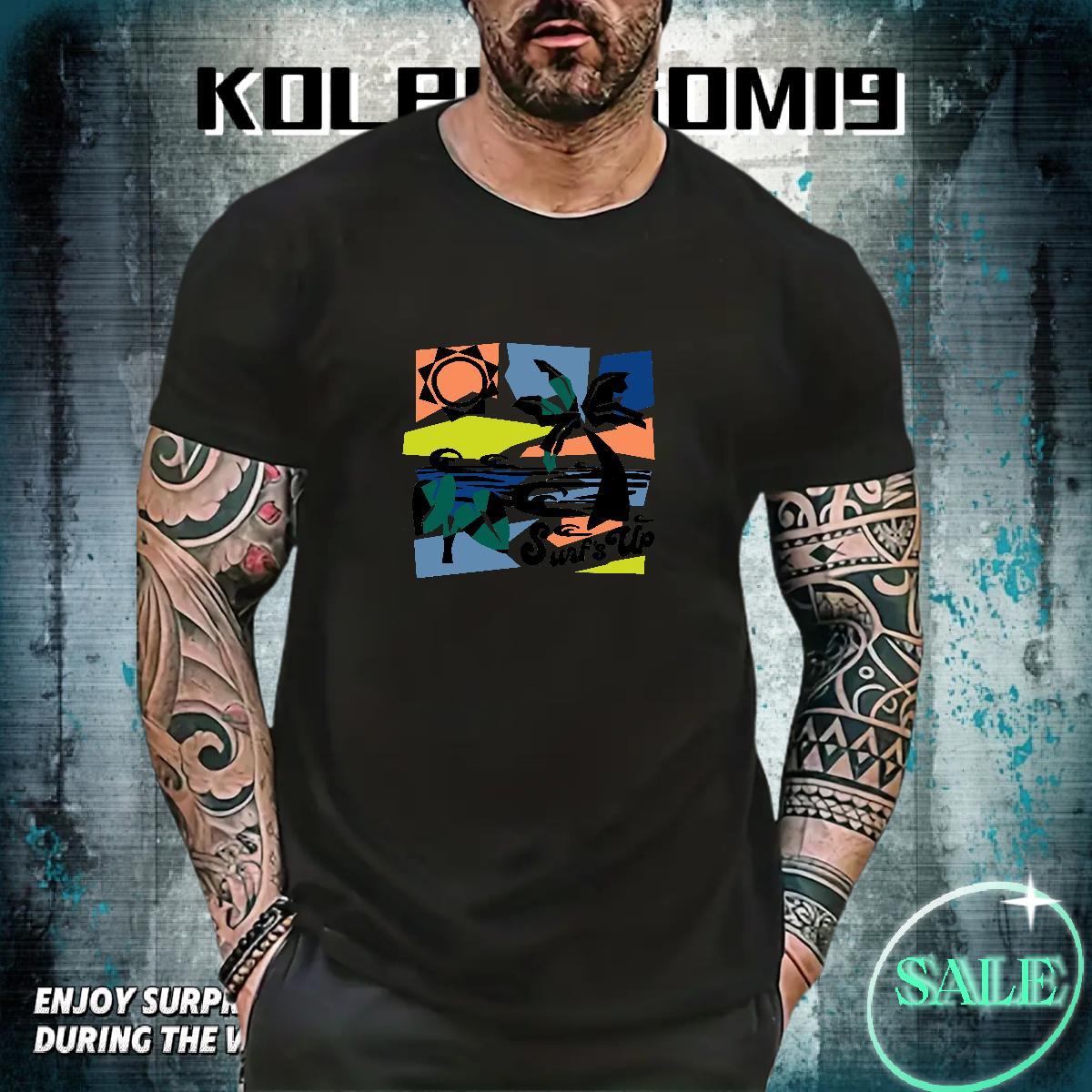 Comfortable Men Clothes T-Shirt Summer Casual 230g Cotton Graphic O-Neck Short Sleeve beach T-Shirts 2024 Tops Tees