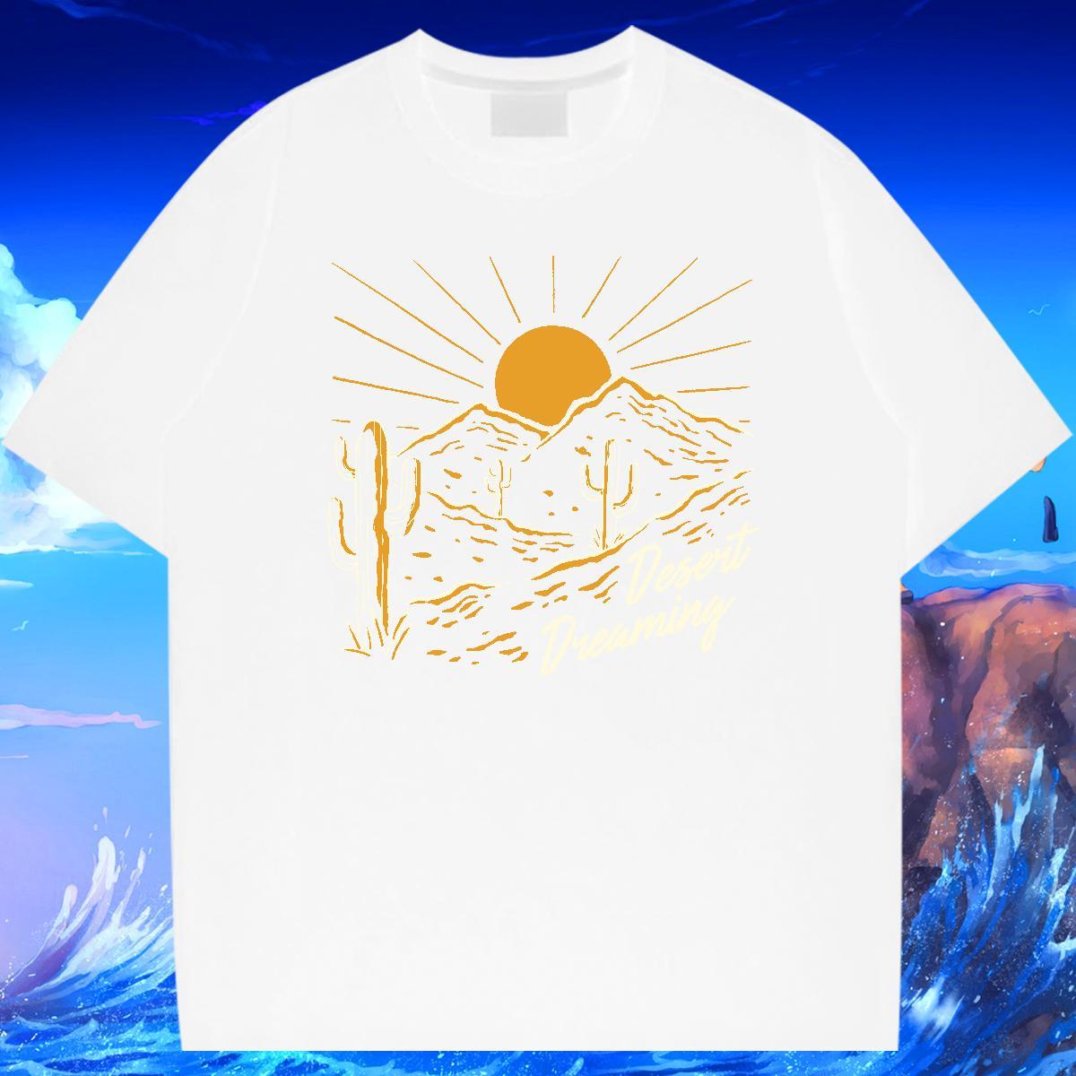 Popular Couples T Shirts Hip Hop Street 230g Pure Cotton Oversized 3XL 4XL Breathable Short Sleeve mountains T-Shirts for Men DIY Customized Tees