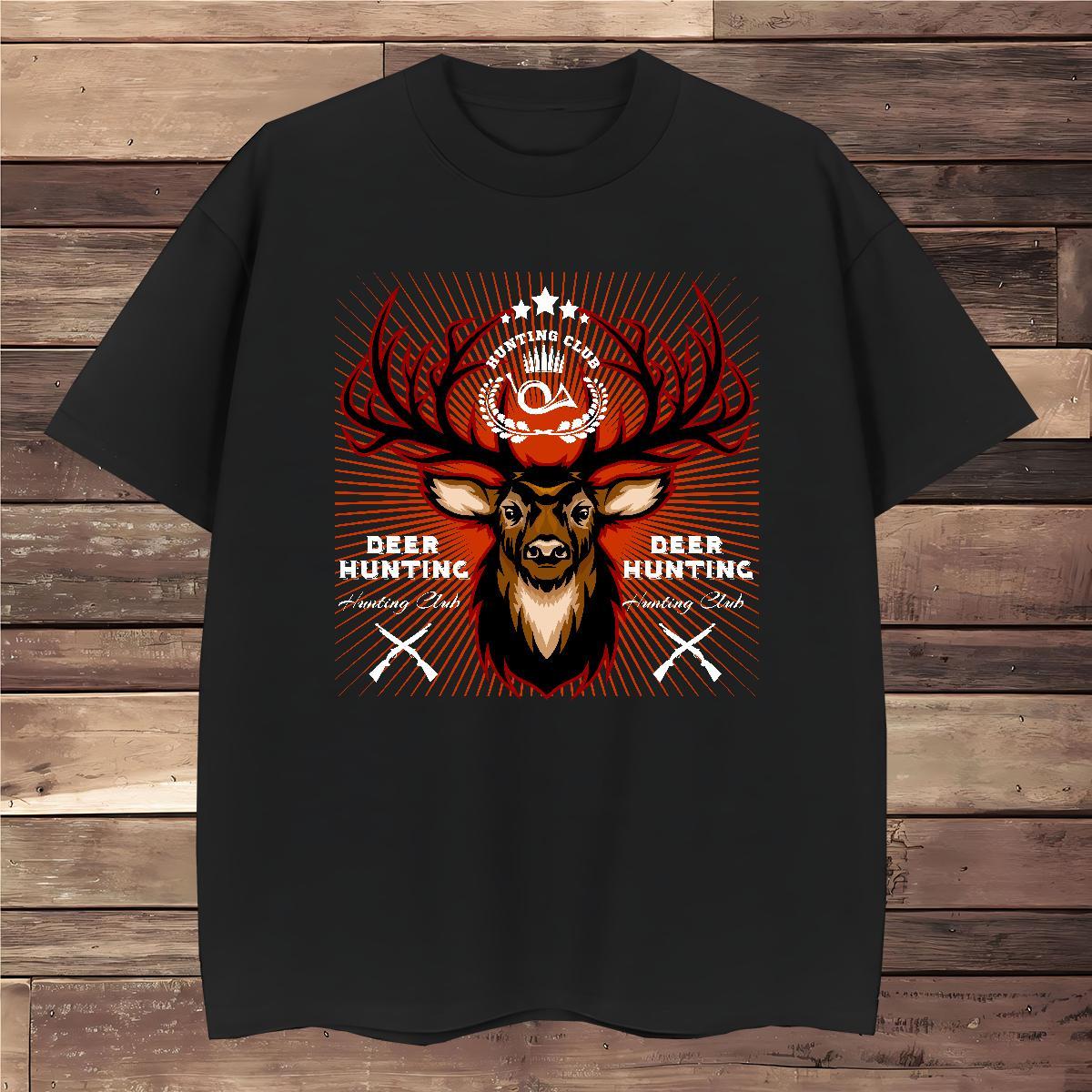 Brand T Shirt For Man deer O Neck Short Sleeves Street Casual DIY Anime 100% Cotton 230g Men Tees Fashion Casual Tee Shirt