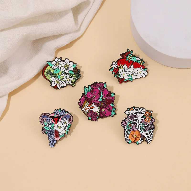 Wholesale of fancy organic enamel pins Fetus Uterus teeth ribs liver kidneys chest lapel badges bags jewelry gifts W240815