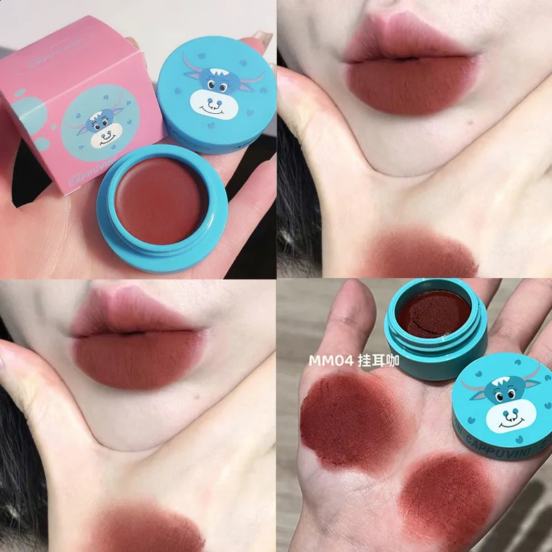 Canned Lip Mud Cute Animal Velvet Matte Mousse Solid Lip Gloss Tint Lasting Makeup Korean Cosmetics 240819