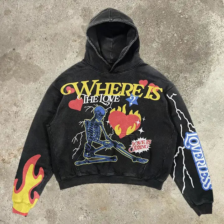 Harajuku Letter Print hoodies women graphic y2k top high street oversized hoodie Couples American streetwear goth women clothes 240819