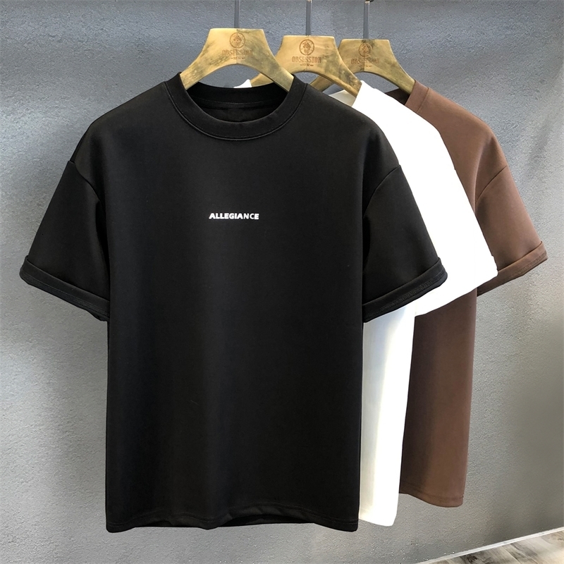 Summer Minimalist with 3 Heavy Undershirt Mens Shortsleeved Tshirt American Retro Halfsleeved 240819