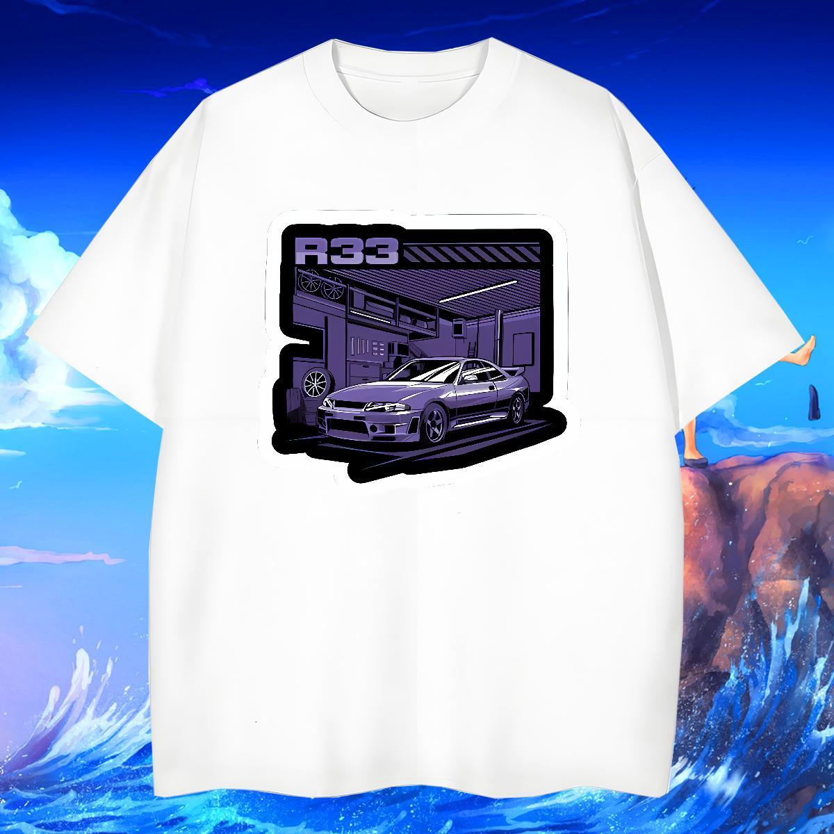 TOP Quality car 230g 100% Cotton Men Tshirts Summer Casual Short Sleeve Soft T Shirts Men 2024 Summer White Plus Size Tees Shirts