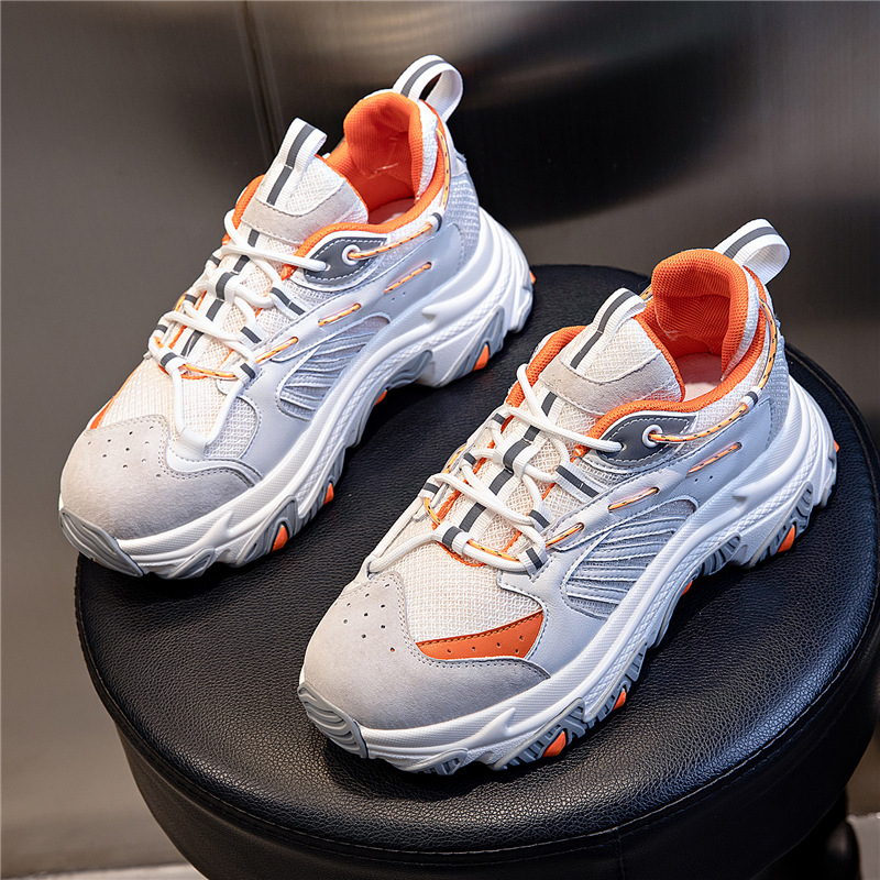 Ddmysports Absorbing Film Dad Spring New Thick Sole Elevated Casual Genuine Leather Running Breathable Sports Shoes Women S OUTDOOR
