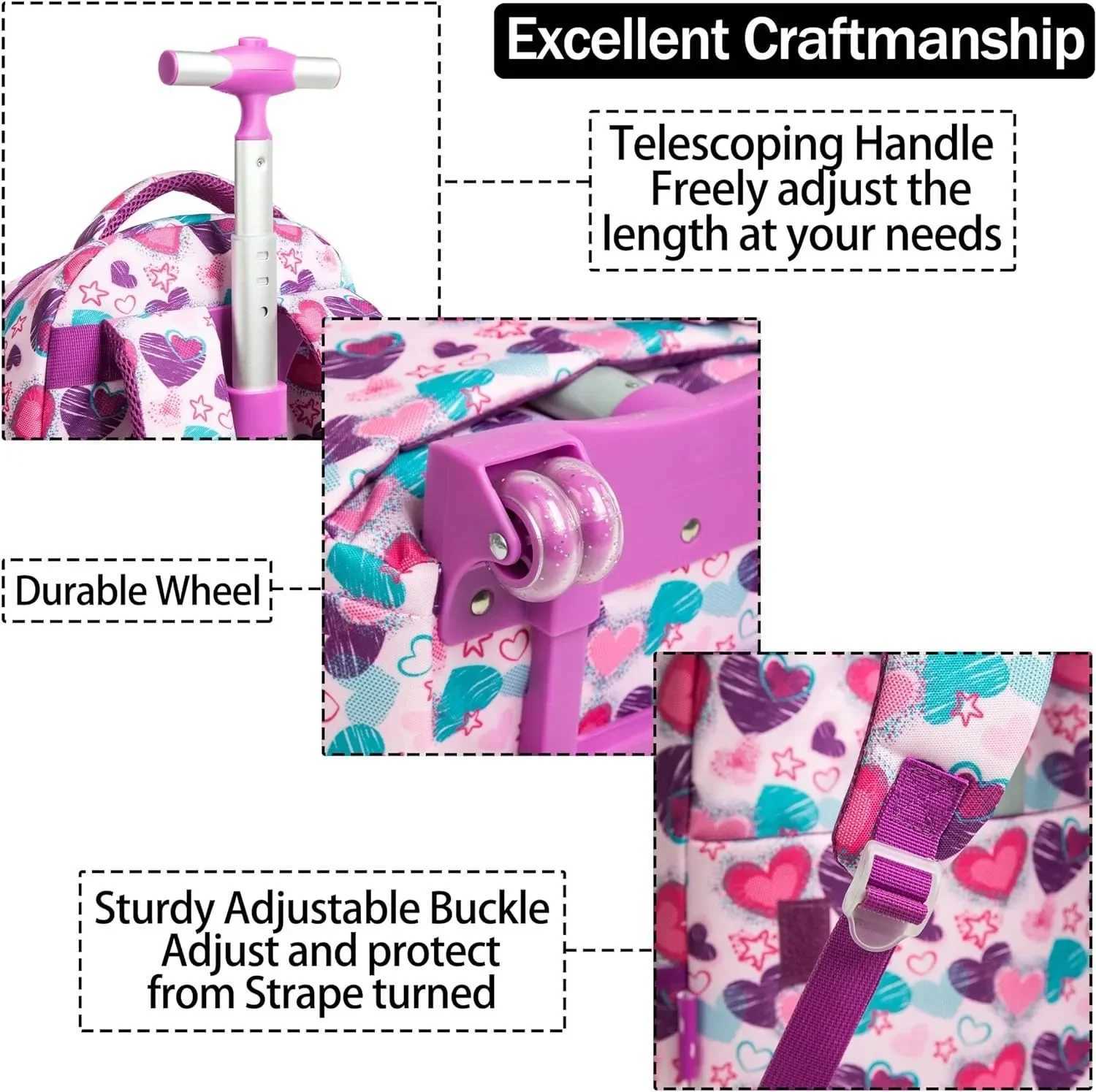 Childrens Wheeled Backpack Kids Trolley Bag on Wheels School Trolley Backpack for Boys Rolling Backpack with School Wheels Girl Y240820