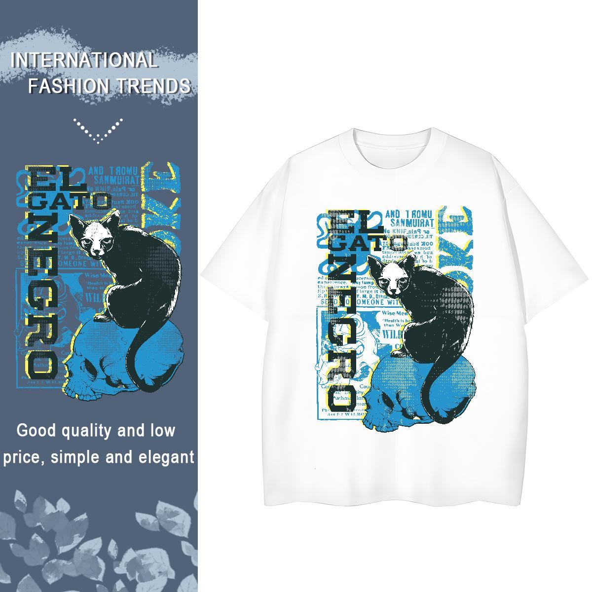 Brand Couples T Shirts Sports Street Wear Crew Neck Breathable Clothings Lady 230g Cotton letter Cartoon Anime T Shirt For Woman