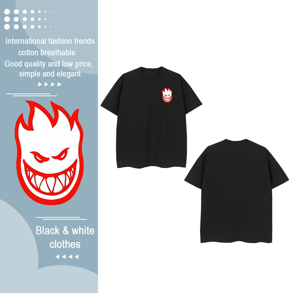 Designer Fashion Men Tops Tees halloween Summer Casual 230g Cotton Tee Shirt O Neck Short Sleeves Loose T-Shirts DIY Anime