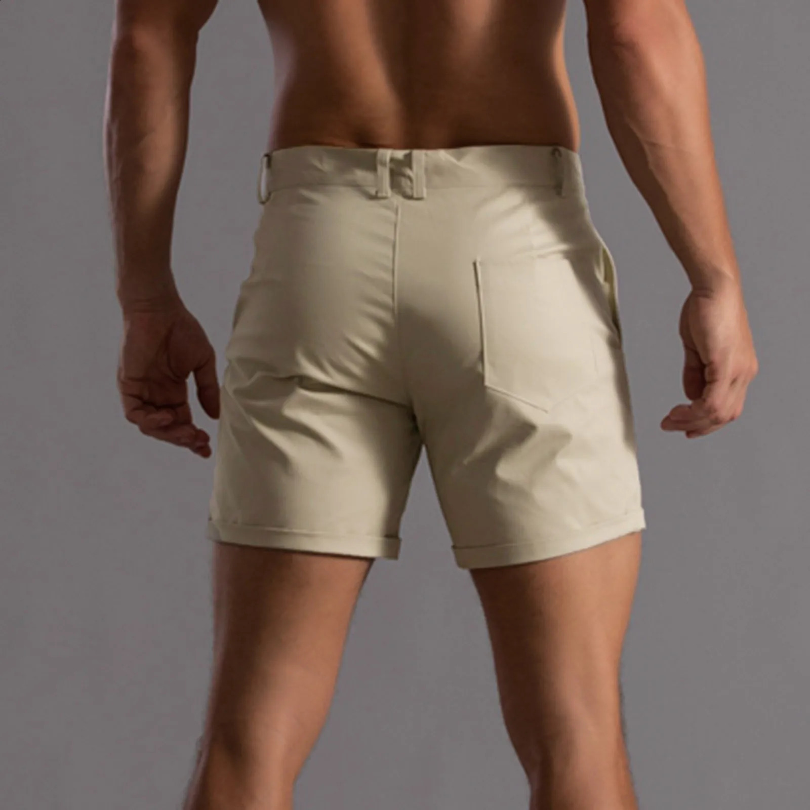 Mens summer solid color pants with pocket drawstring loose casual sports running straight shorts beach 2inch 240819