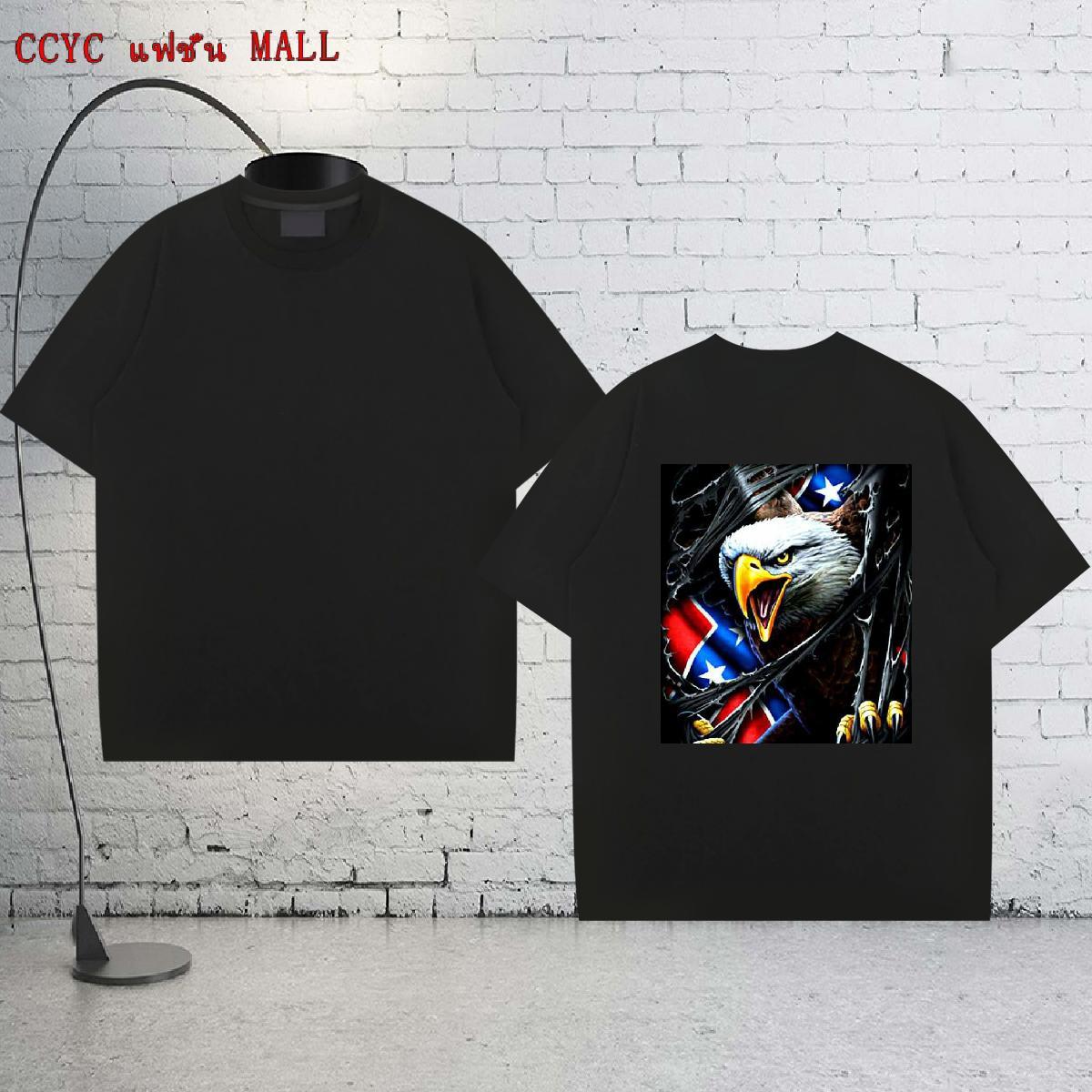 New Men Tops Tees eagle Street wear Hip Hop 230g Cotton Tshirts Breathable Short Sleeve Loose Men T Shirts Cartoon Printing L-4XL