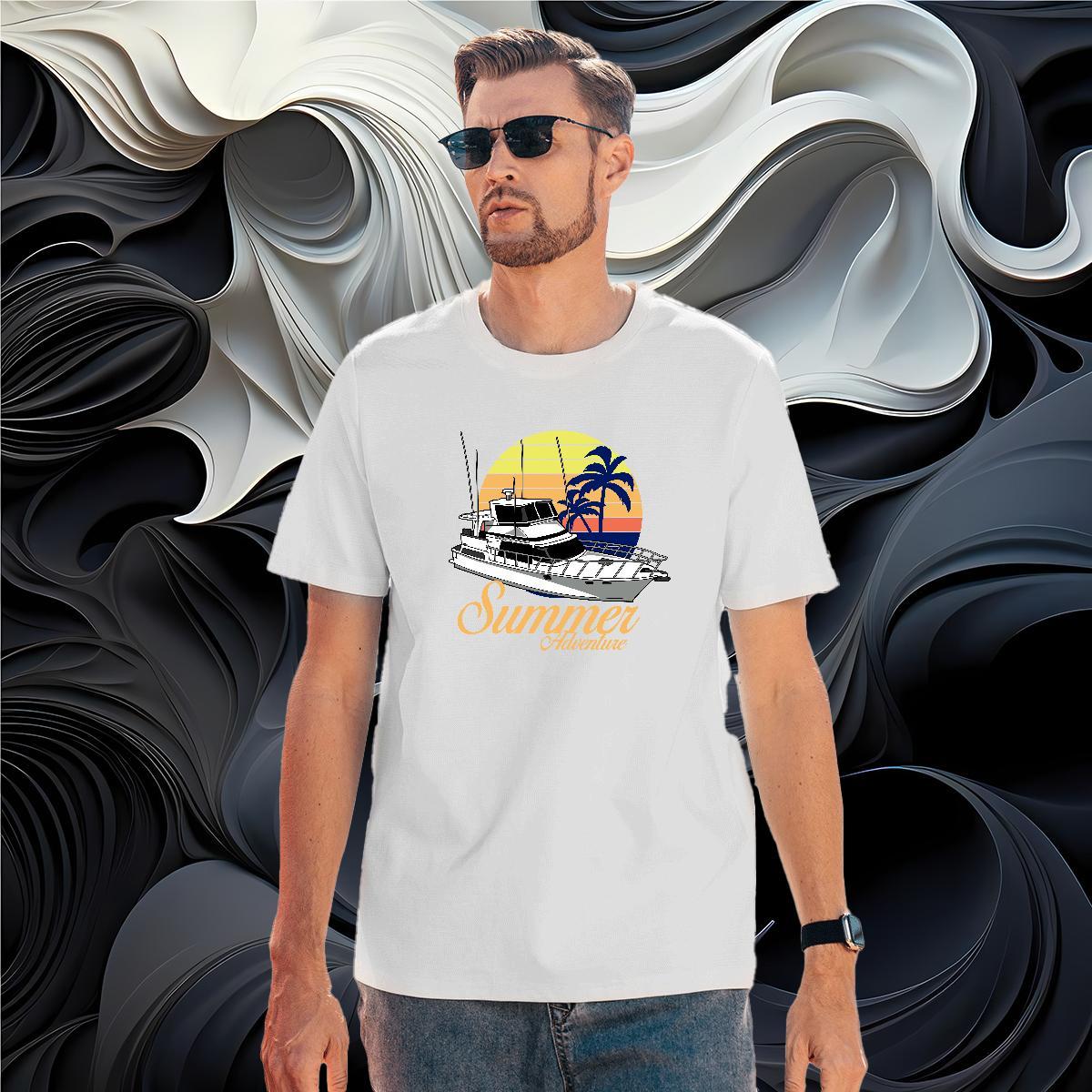 Soft sea T-Shirts for Men High Street Hip Hop Men Tops Tees 230g Pure Cotton 2024 New Breathable Custom Printing Tees Shirts