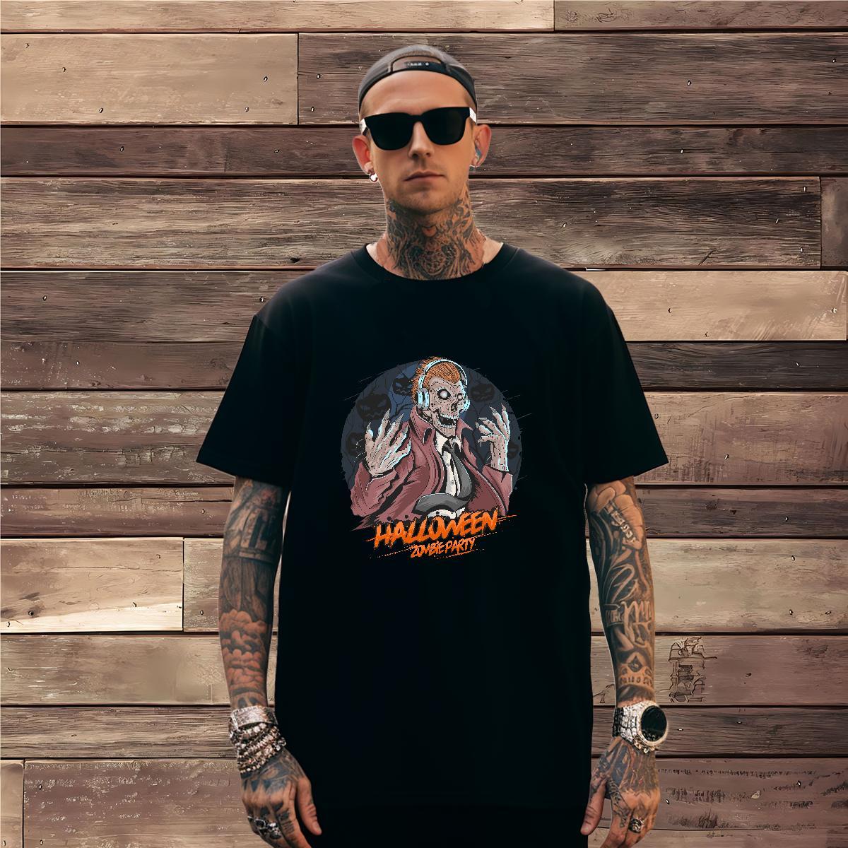 Soft T Shirt For Man skull Crew Neck Breathable Street Wear Plus Size Cartoon 230g 100% Cotton Men Clothes T-Shirt Casual New Tops