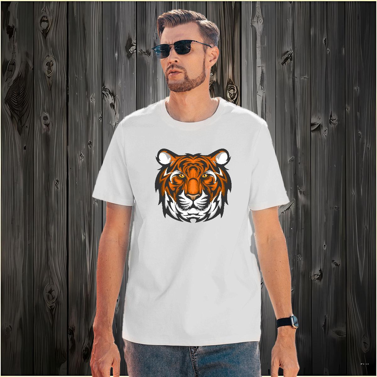 Loose Man T Shirts tiger Breathable Crew Neck Hip Hop Custom Anime 230g 100% Cotton Men Tees DIY Customized Tees Shirts
