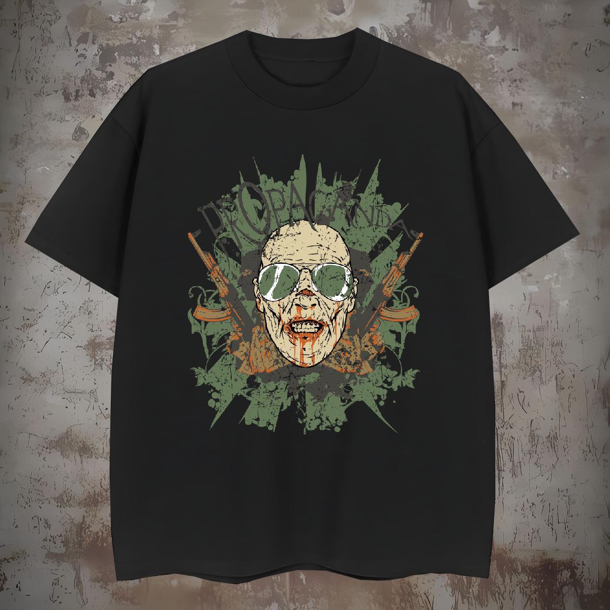 Unisex T shirt long-barrelled gun O Neck Short Sleeves Casual Daily Wear Black Oversized 230g 100% Cotton Mens Tshirts Fashion Designer Tops