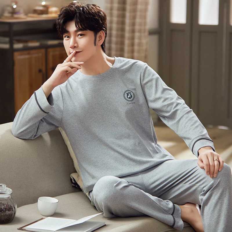 New Spring Mens Pajamas Long Sleeve Mens Pajama Set Mens Knitted Cotton Pajamas Mens Pajama SetW240719