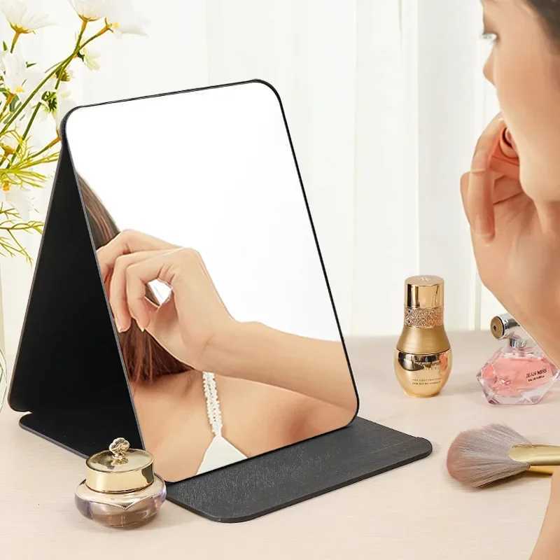 Folding Makeup Mirror High-quality Portable Desktop Makeup Mirror Single-side Creative Women Solid Color Standing Makeup Mirror Y240819