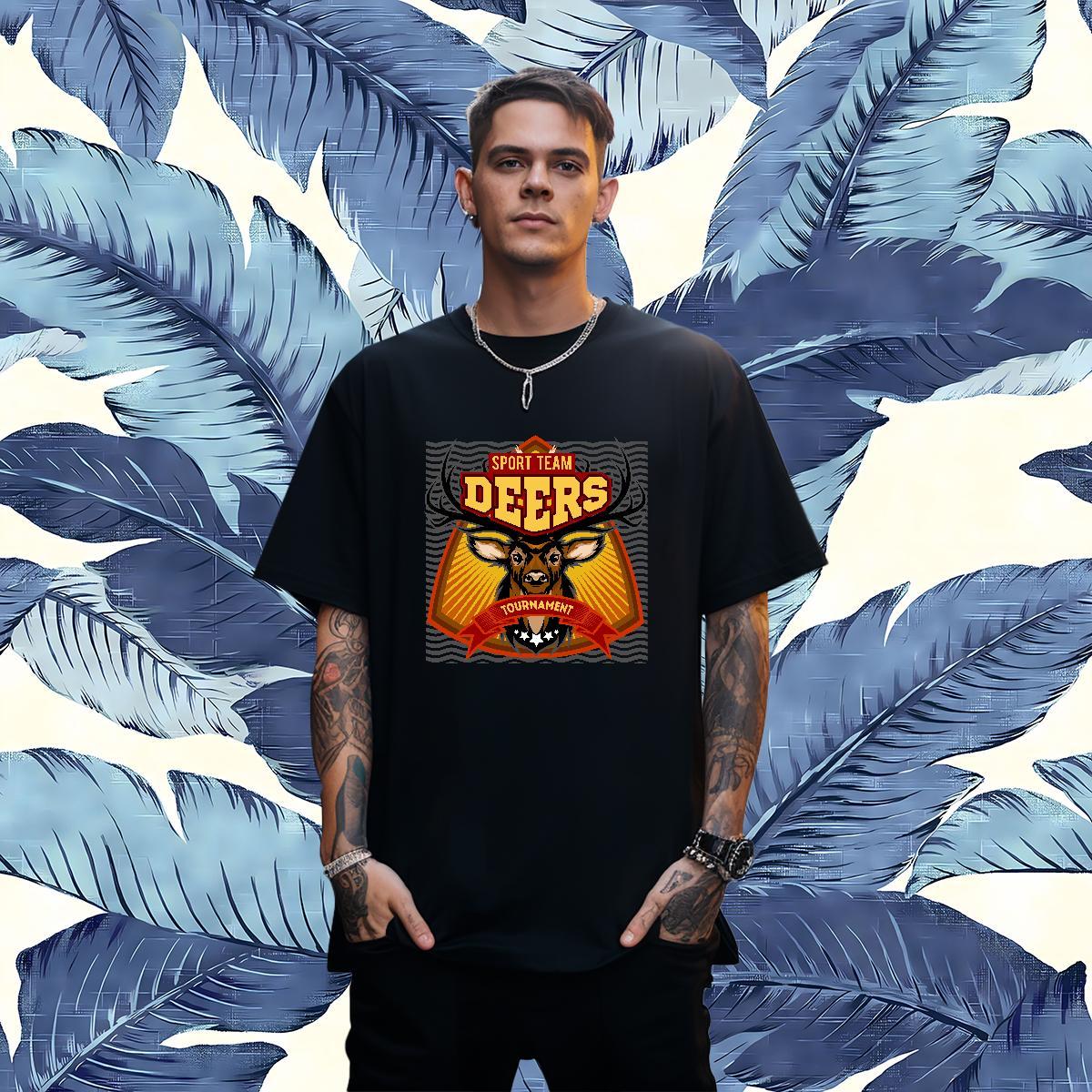 New Arrival Men Tops Tees deer Summer Casual 230g Cotton Tee Shirt Breathable Short Sleeve Designer T shirt DIY Logo Oversized